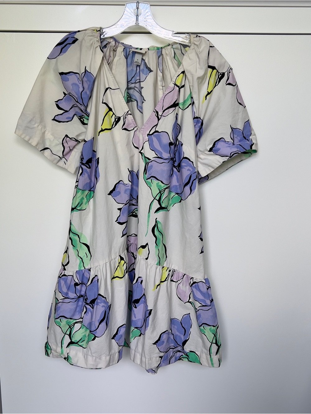 a new day Cream Dress with Lavender and Mint Floral Print